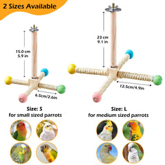 Jevnd wooden bird toy with hemp rope perches supports beak care and nail filing