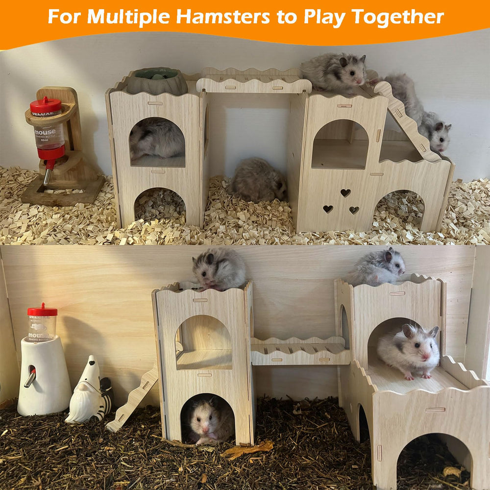 Jevnd wooden hamster habitat closeup highlights natural wood, smooth edges, and chew-friendly surface