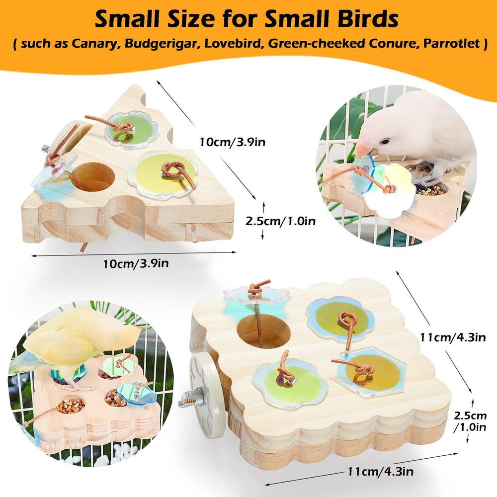Jevnd wooden small bird foraging toy triangle lid-open design boosts problem solving and enrichment.