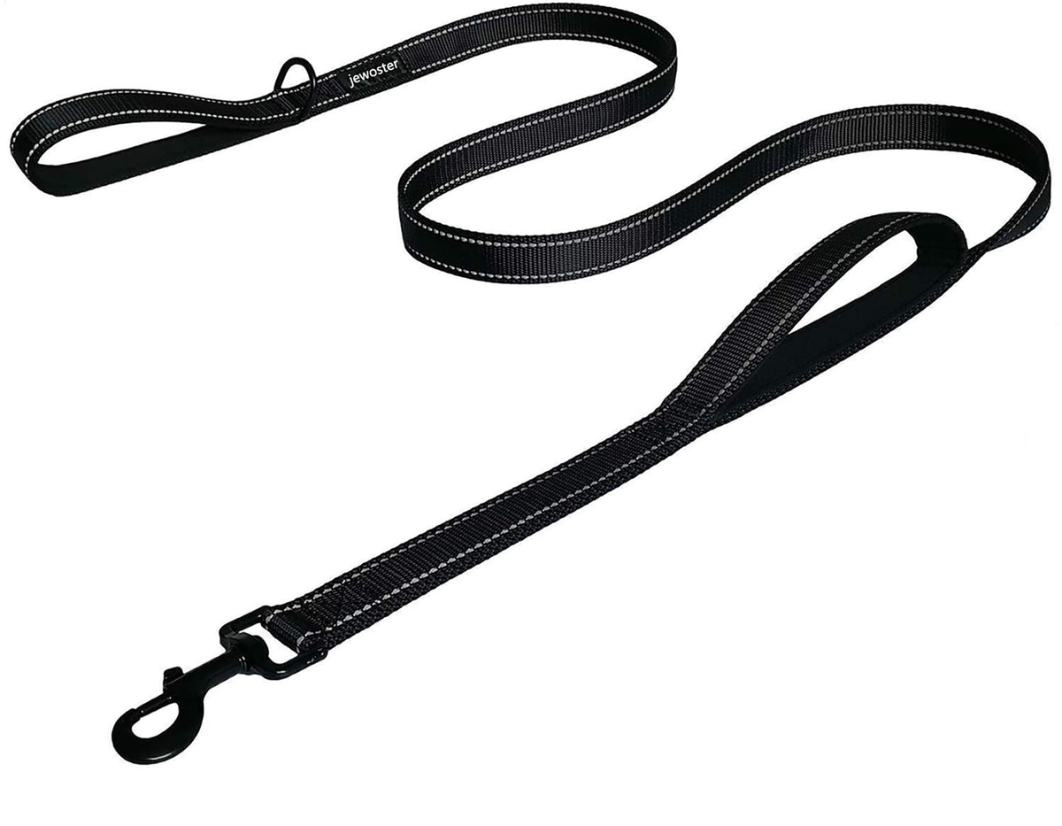 JEWOSTER heavy-duty dog leash with two padded handles for secure control.