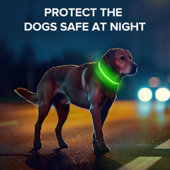 Jewyow light up dog collar nylon strap designed for breathable comfort.