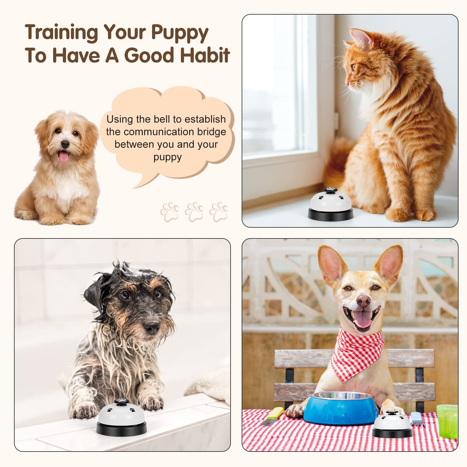 JEXCULL press-button dog bell for simple, intuitive signaling.