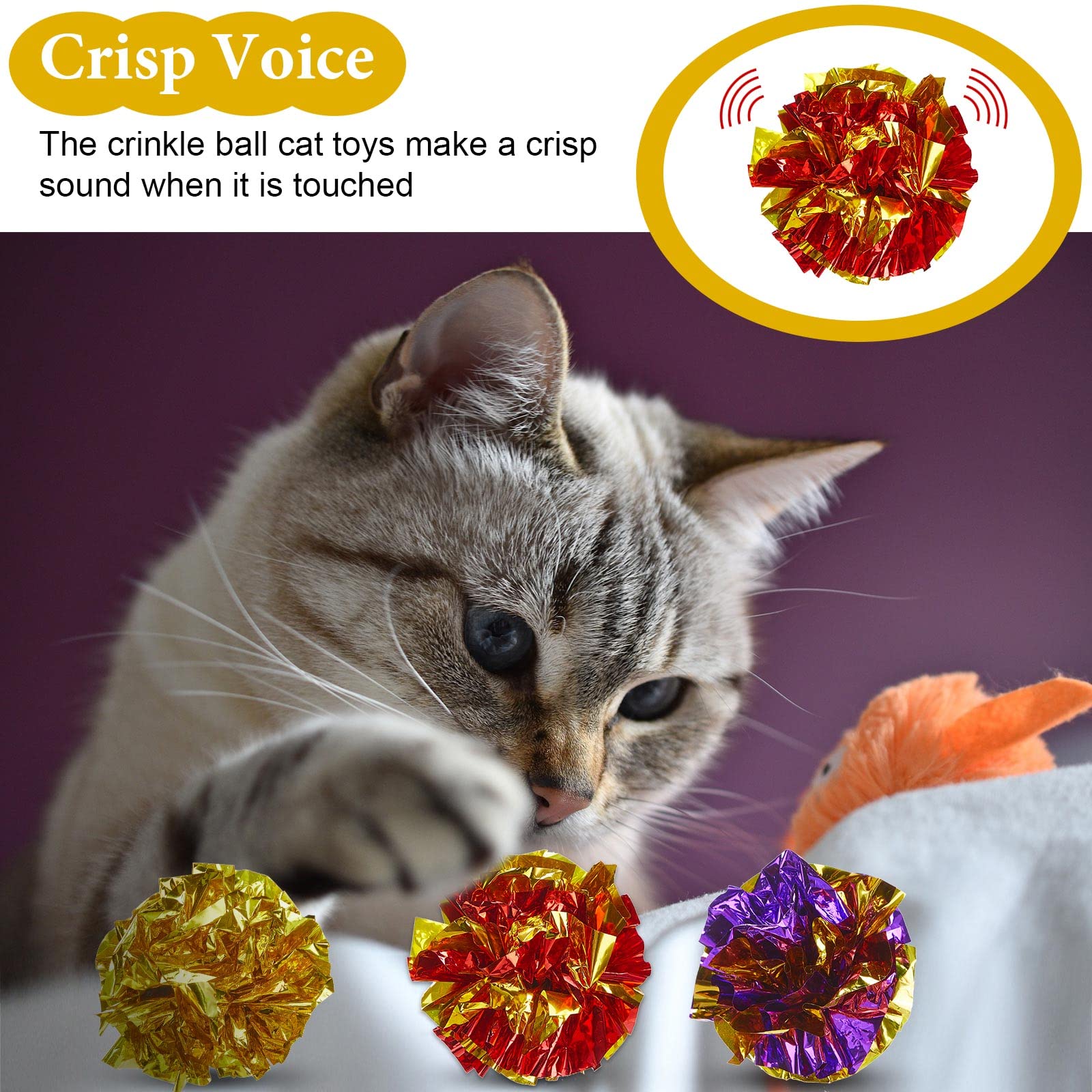 Jexine 1.69-inch cat ball closeup highlights safe, lightweight design.