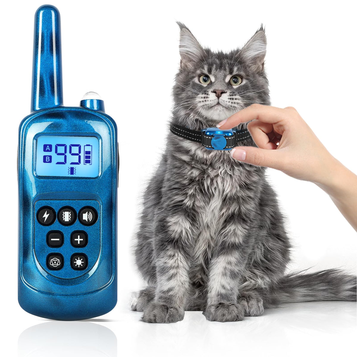 Jeyihka cat shock collar with remote in blue enables training up to 2000ft