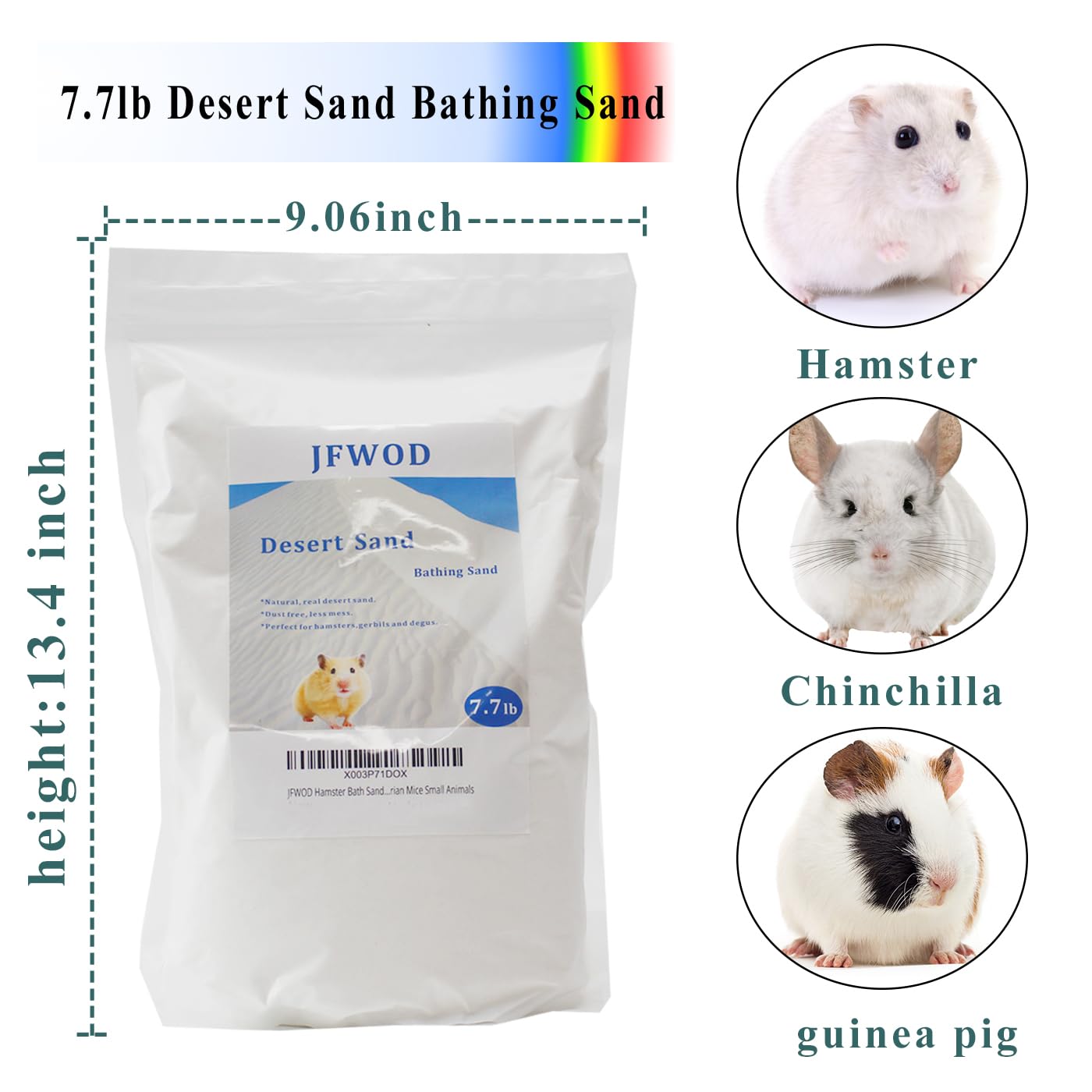 JFWOD arena-bano-hamster-desierto-sin-fragrancia, ideal para un baño natural