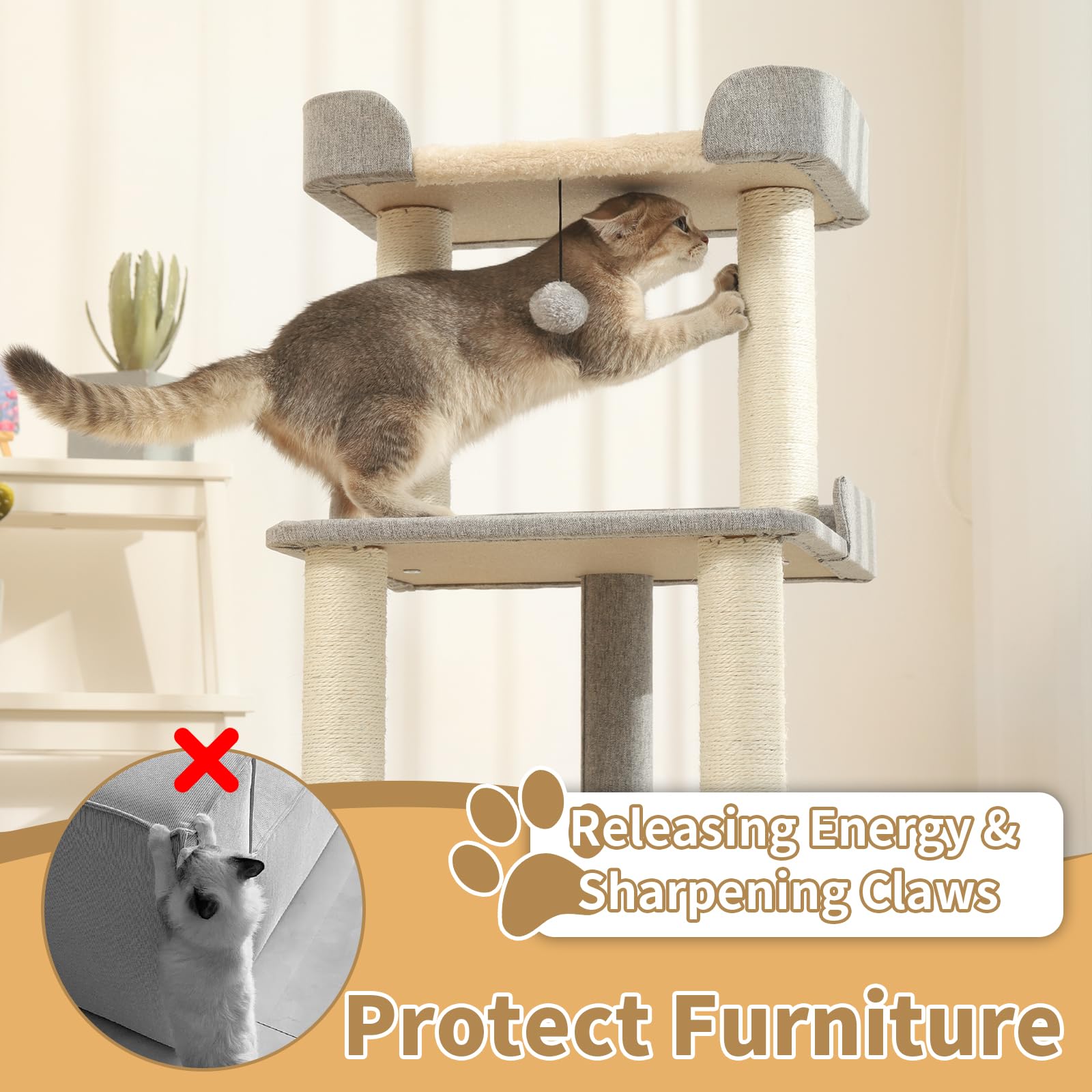 Jgchonwen natural sisal pillars grey – durable scratching posts protect furniture