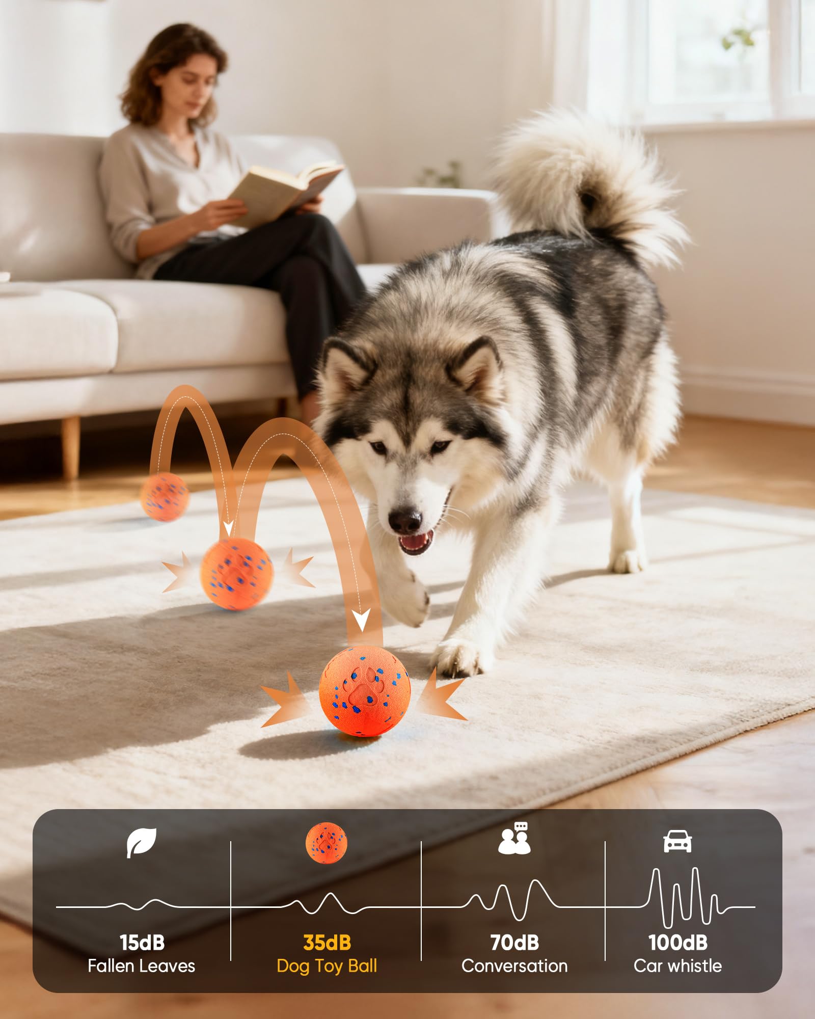 JGLXF Smart Interactive Dog Toy sized for medium and large dogs, 3.15-inch ball.