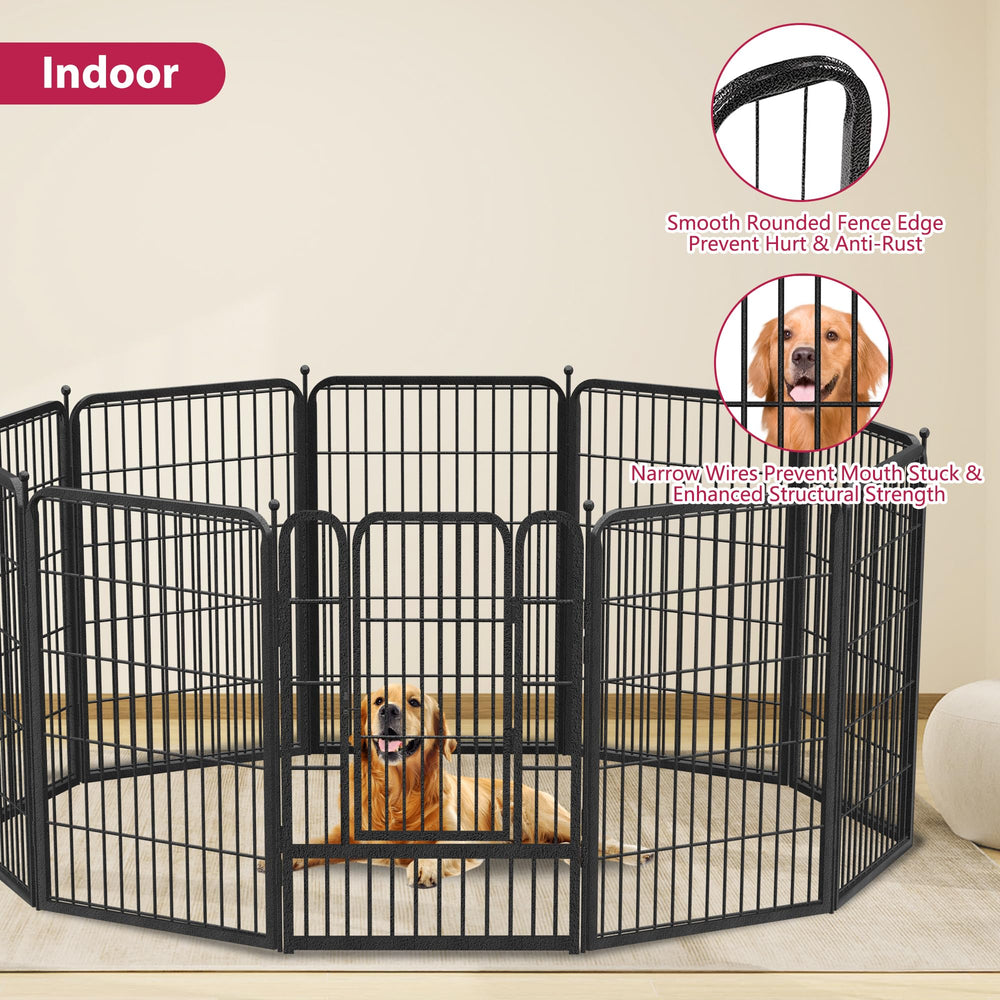 Jhsomdr dog playpen anti-slip feet and flat stakes for stable indoor or outdoor setup