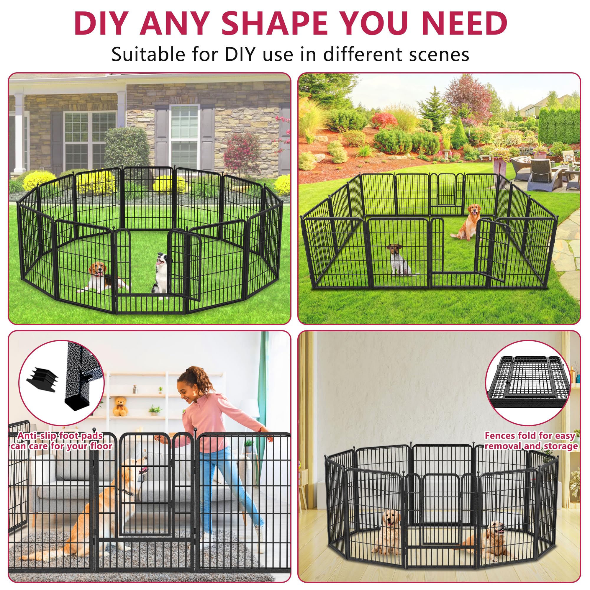 Jhsomdr dog playpen foldable design for easy travel and RV camping