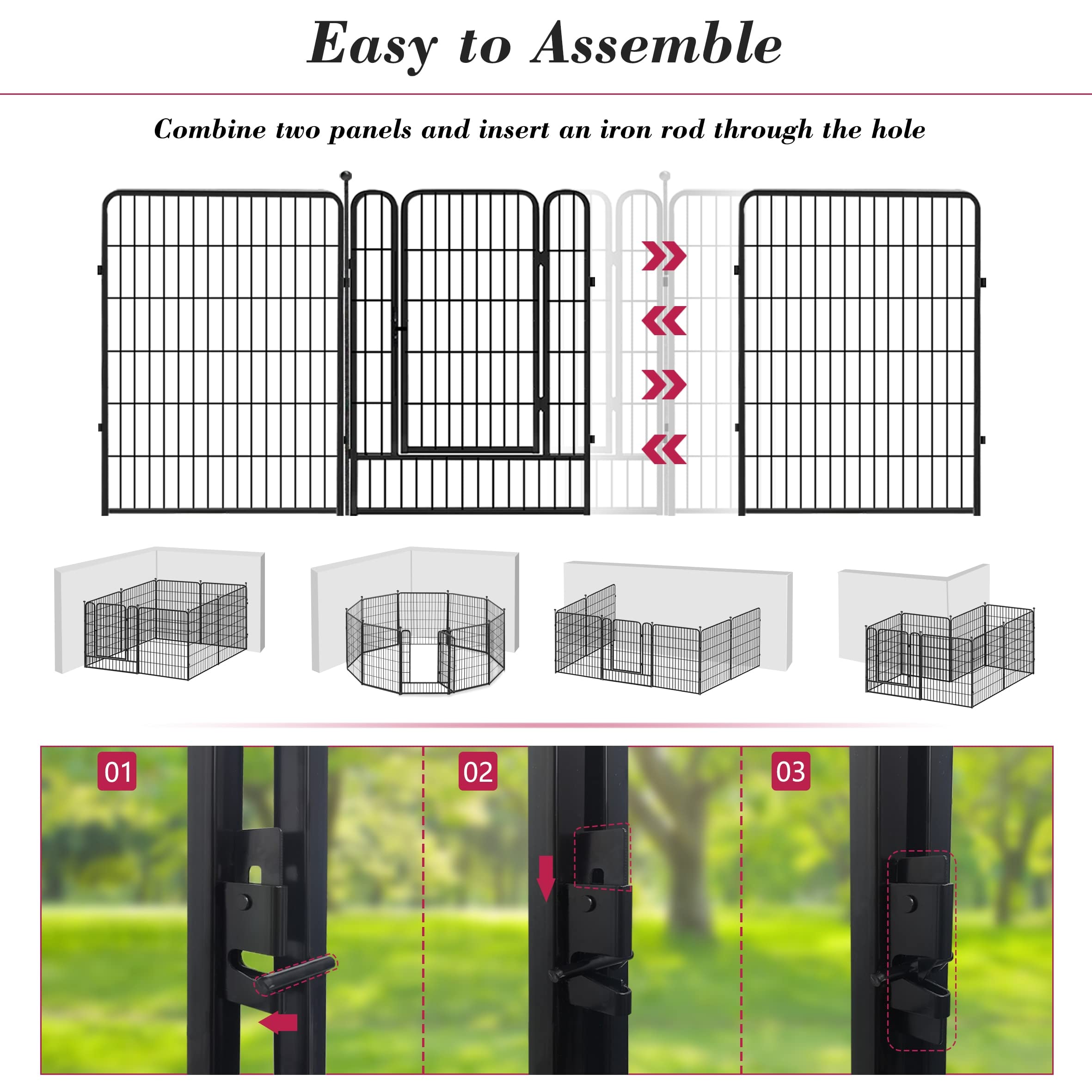 Jhsomdr dog playpen metal coating resists rust and weather