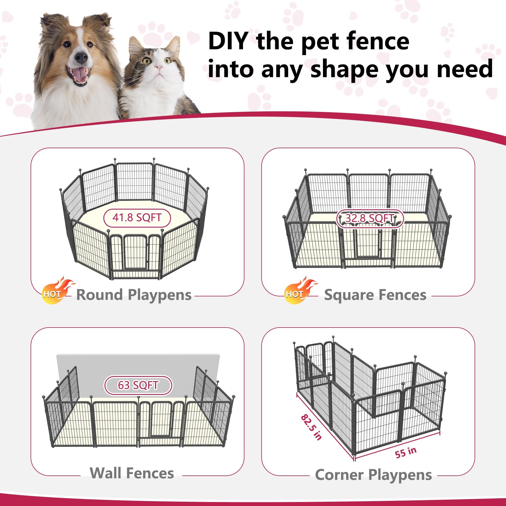 Jhsomdr dog playpen multipurpose shapes suitable for indoor and outdoor use