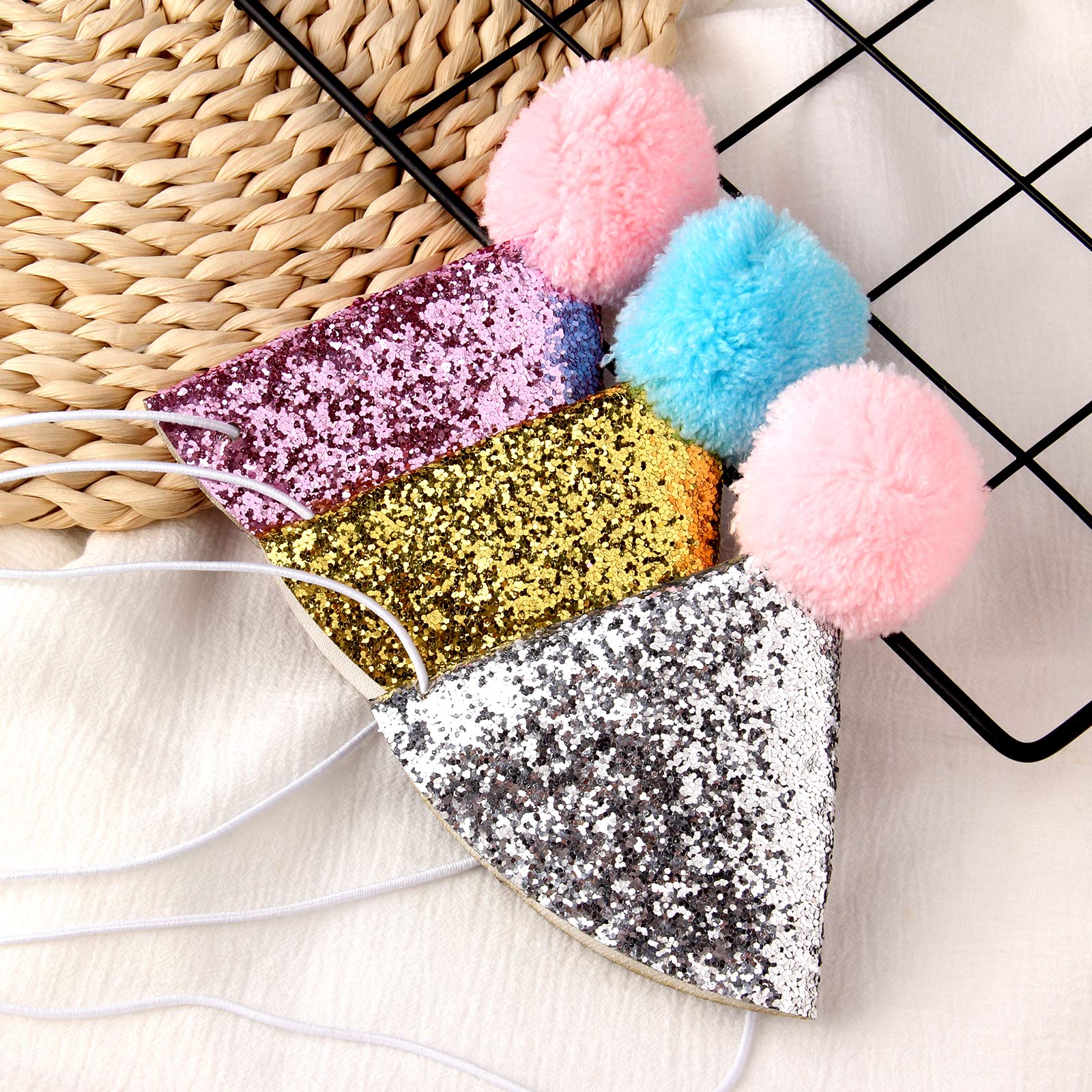 JIAKAI glitter dog birthday hat silver shines in photos