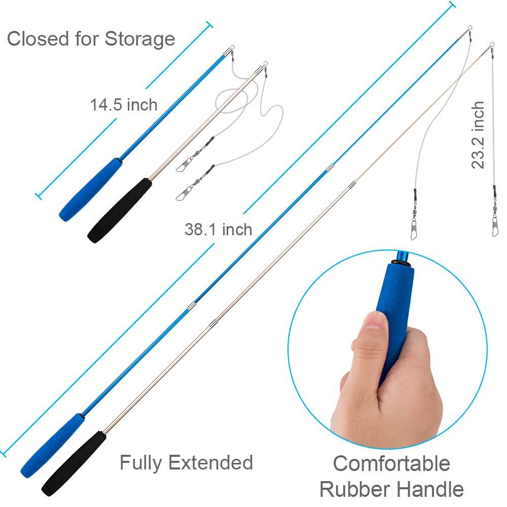 JIARON feather wand retracted for easy storage after play