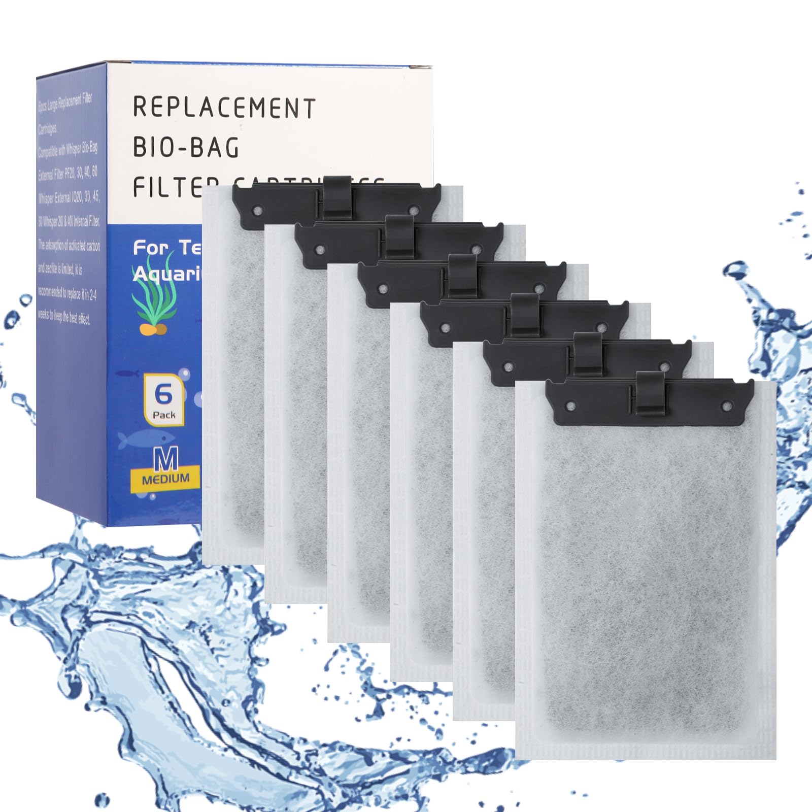 Jiaxix 6-pack medium aquarium filter cartridge packaged for easy storage and use