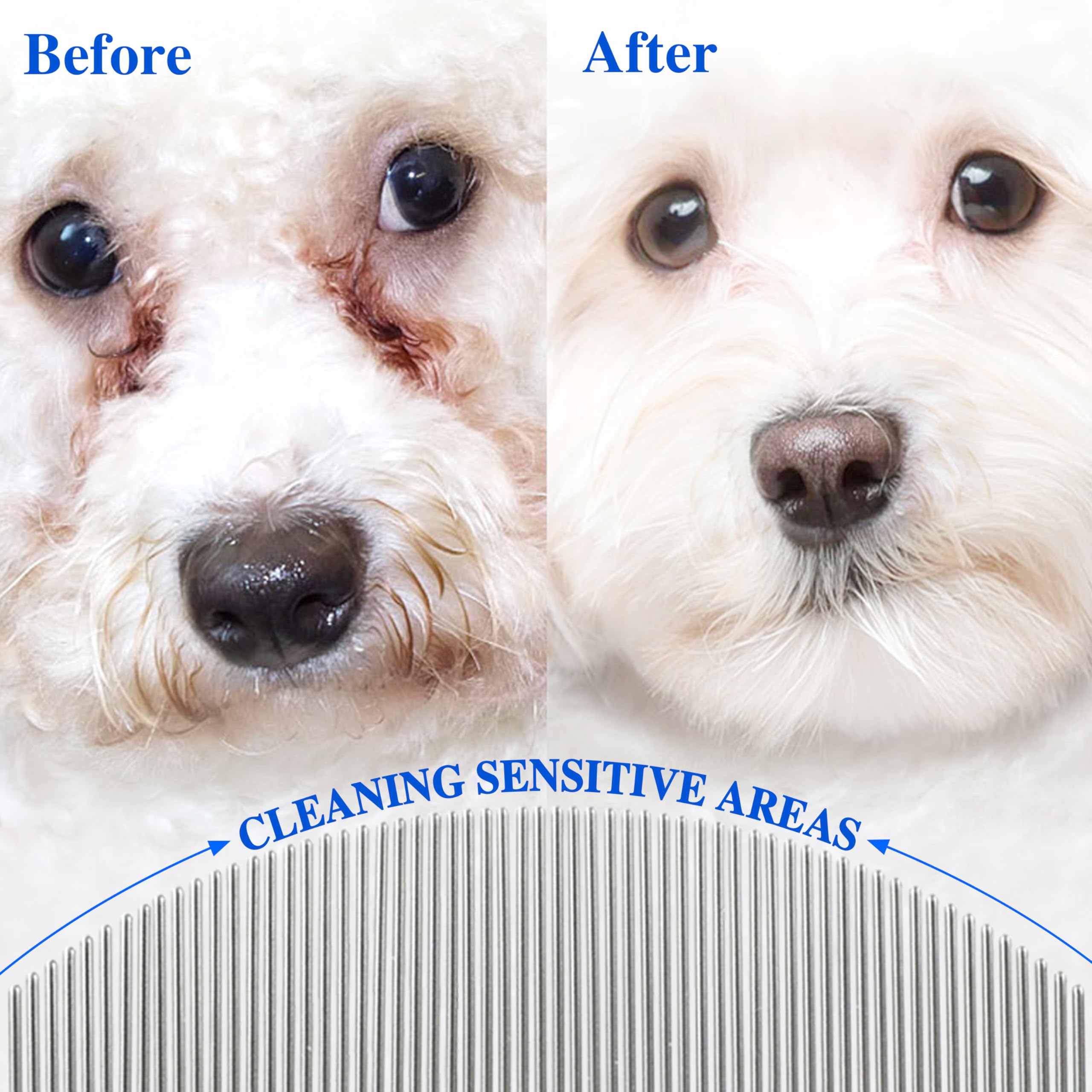 Jigfew eye comb close-up highlights 61 ultra-fine teeth for precise debris removal.