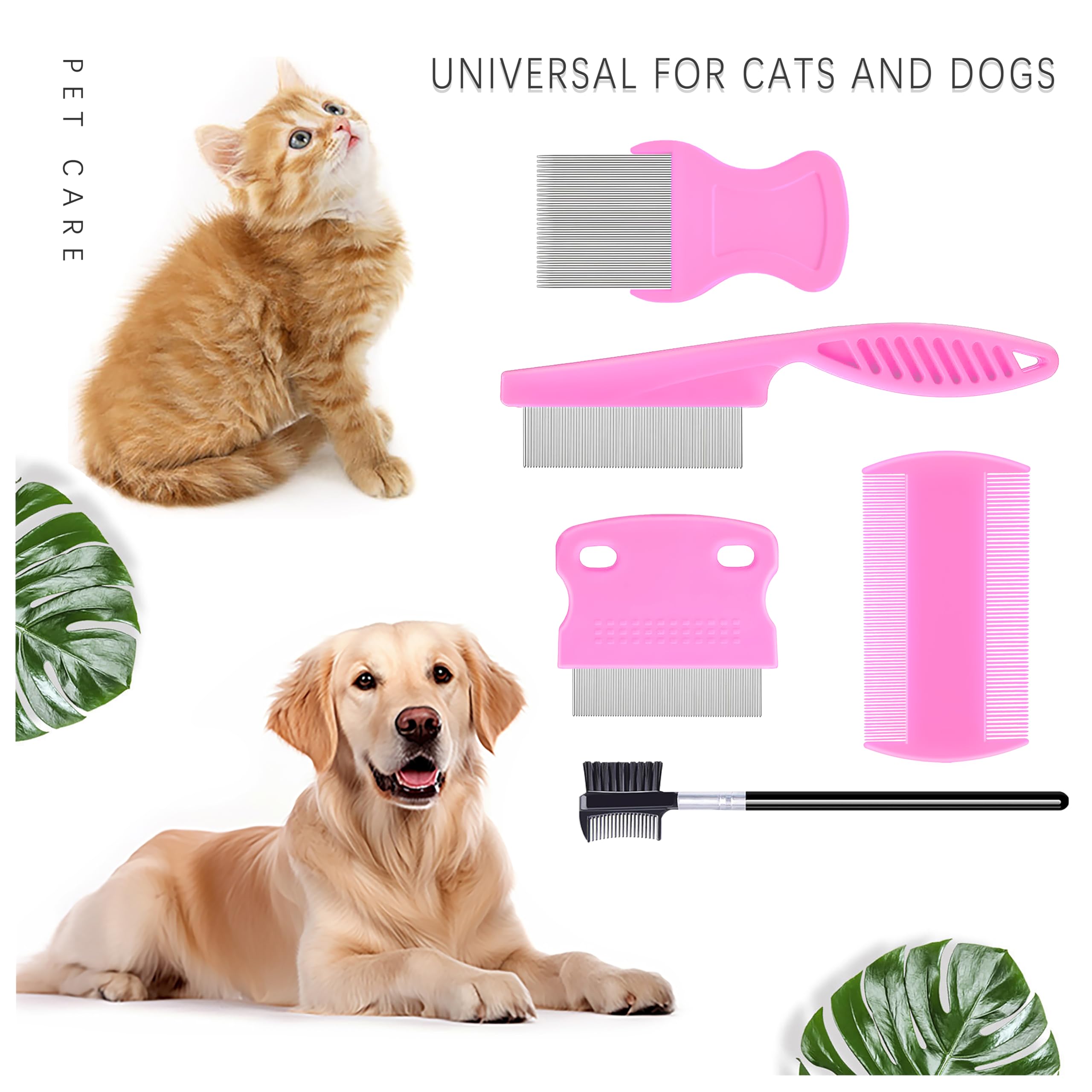 Jigfew multifunctional pet grooming kit pink for all size pets grooming routines.