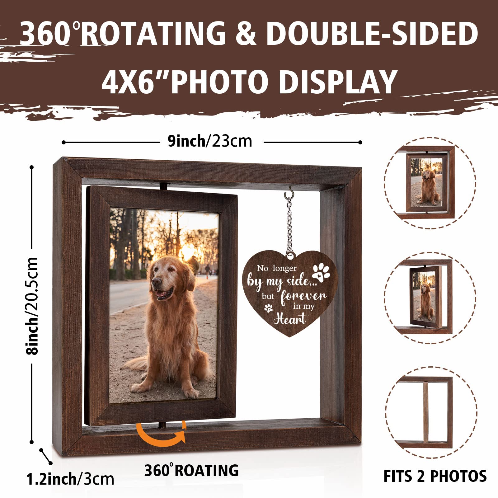 Jigfoxy dog memorial frame in durable eco-friendly MDF with rustic wood texture