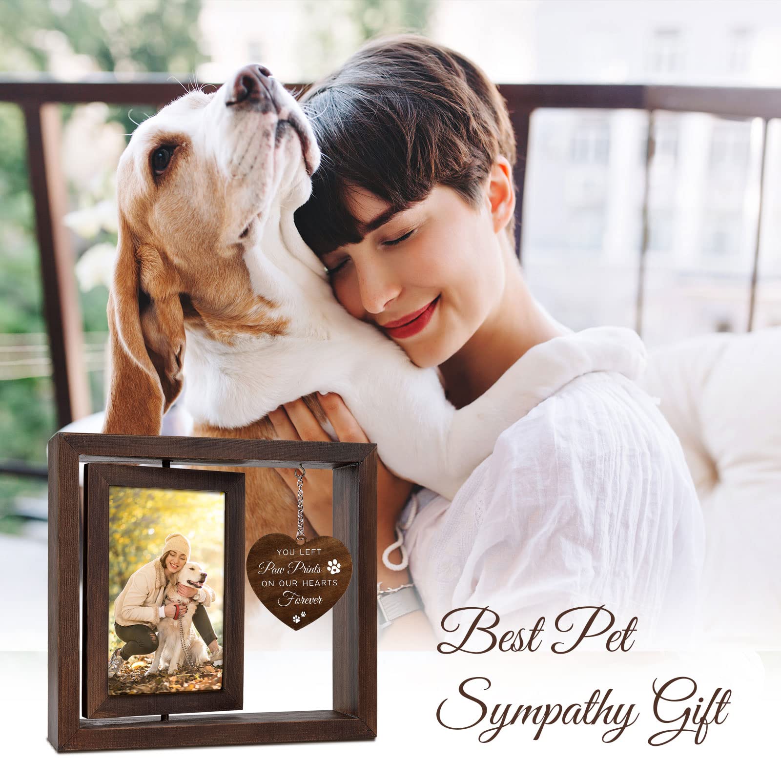 Jigfoxy dog memorial frame double-sided rotating design showcases memories