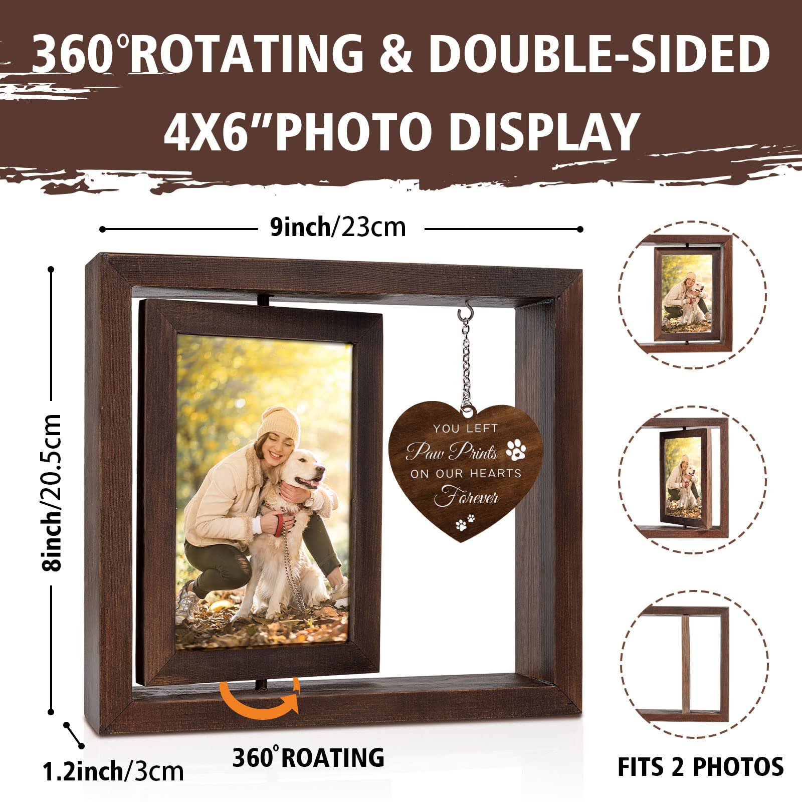 Jigfoxy dog memorial frame wood texture adds warm home decor