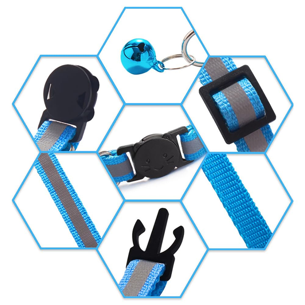 Jigichu reflective cat collar with quick-release buckle for safer nighttime visibility.