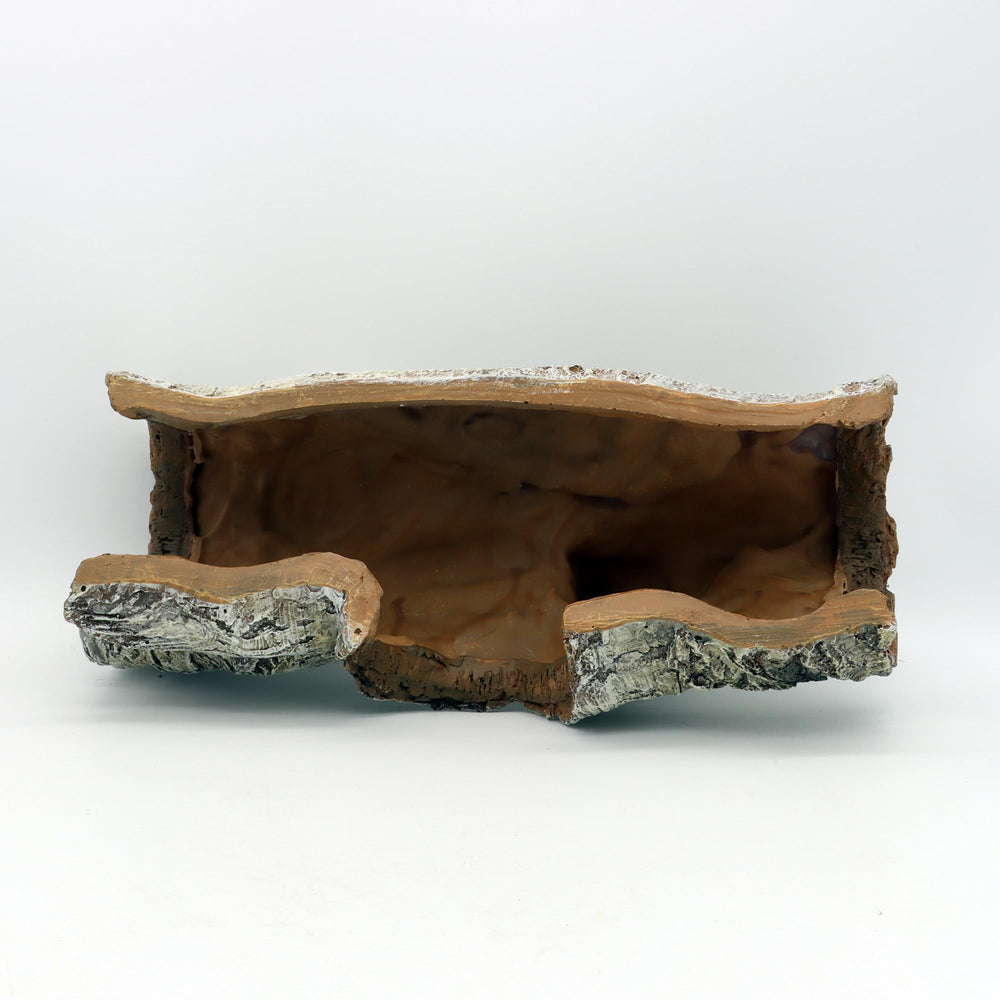 JIHAQUA bark hide cave supports natural burrowing and hiding behaviors.