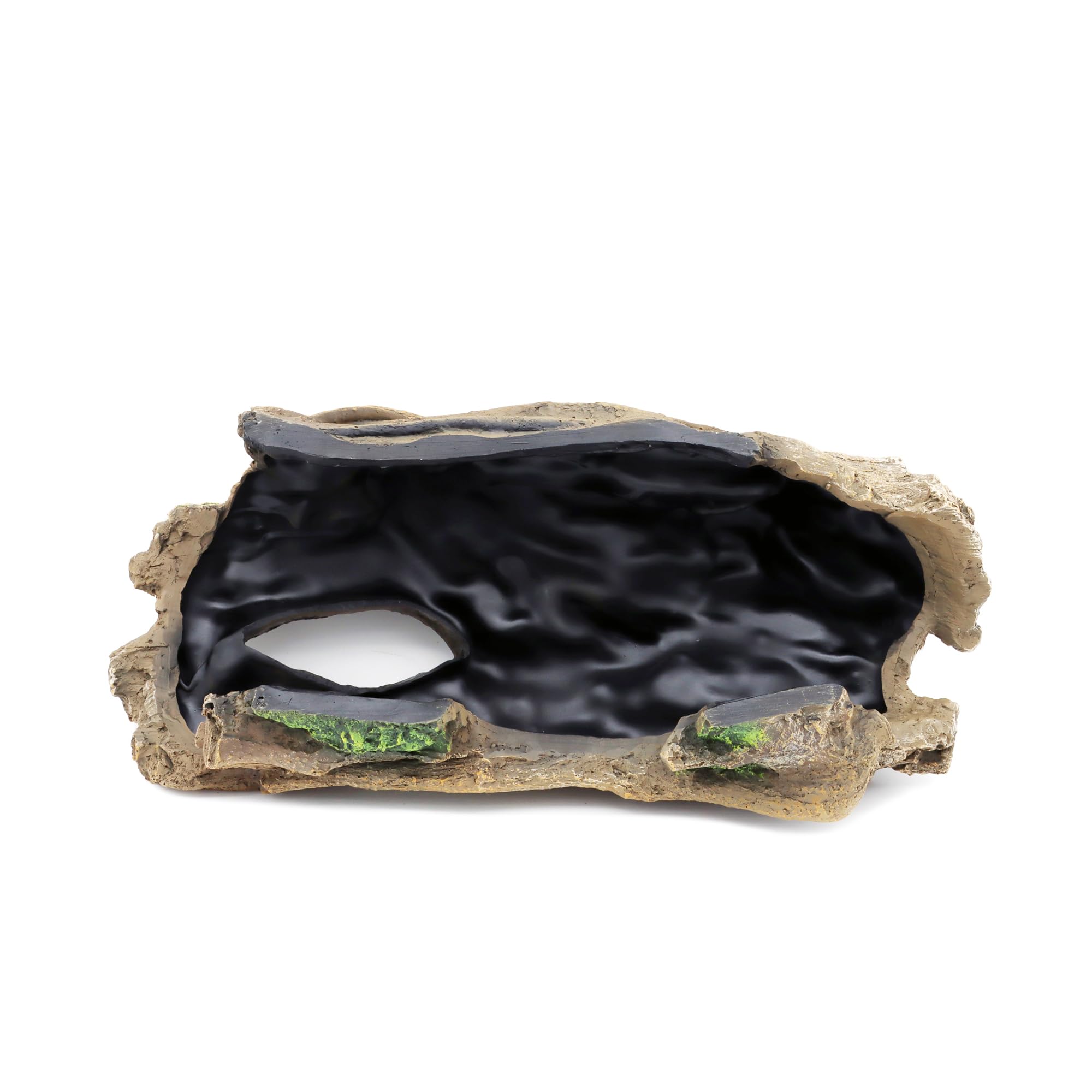 JIHAQUA bark hide in water setup demonstrates versatile decor for aquatic enclosures.