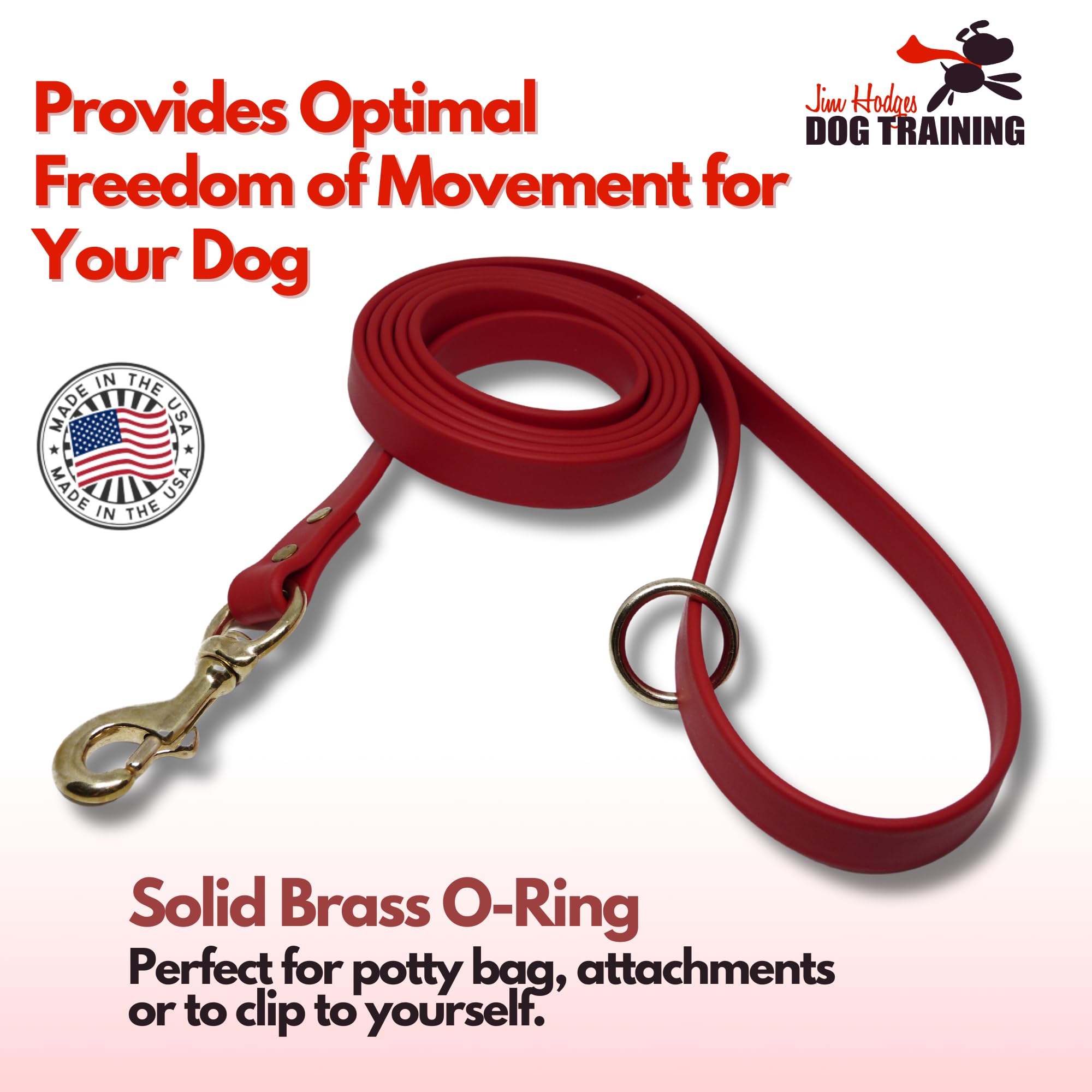 Jim Hodges Biothane leash closeup showing durable, easy-clean material