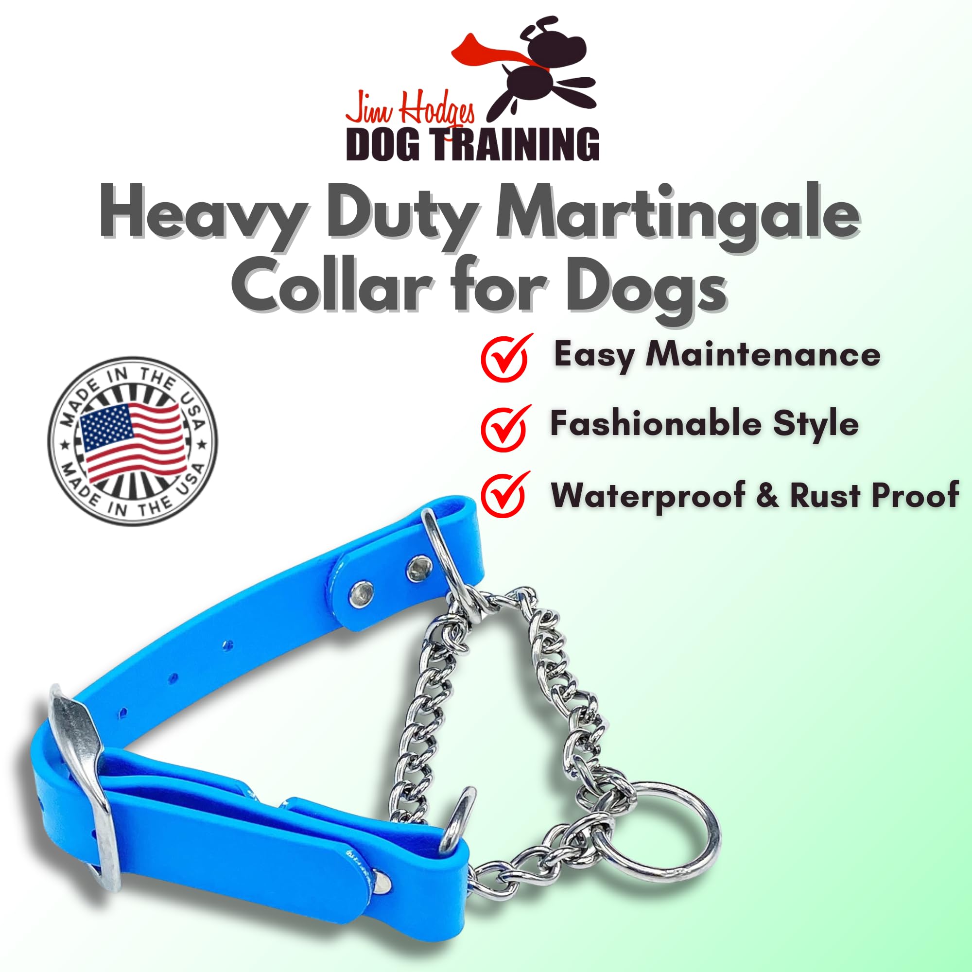 Jim Hodges Dog Training biothane collar closeup shows durable, easy-clean material
