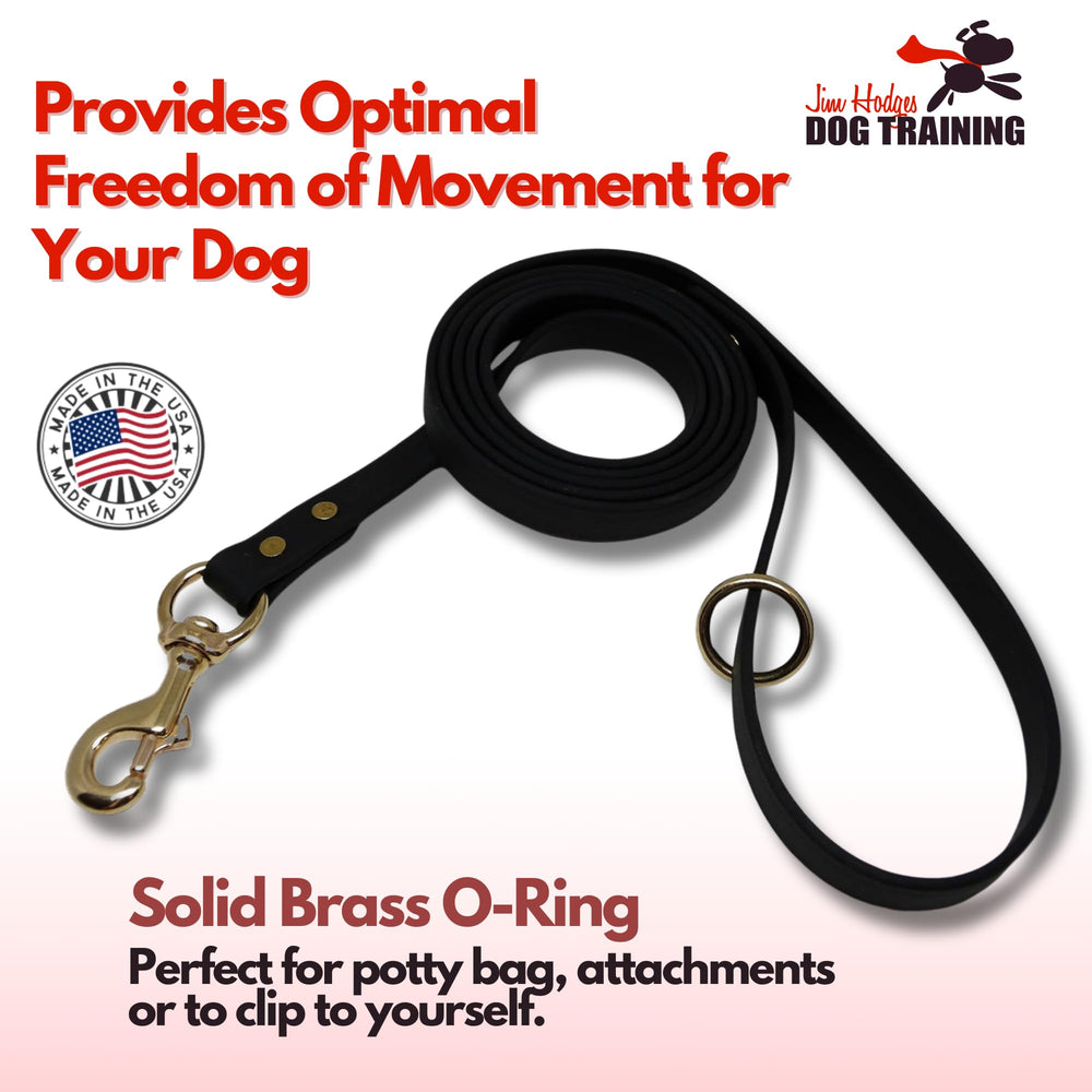 Jim Hodges gummy-leash biothane material showcases durability and easy cleaning.