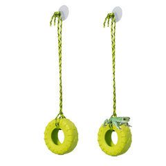 JINGHANGER 2PCS Tree Frog Tire Swing offers terrarium enrichment and exercise.