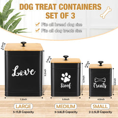 Jingmore small metal dog treat jar with bamboo lid for quick snack access