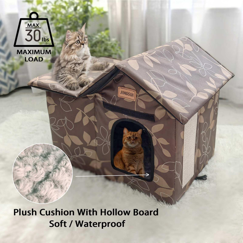 JINGSIJI outdoor cat house enclosed design creates cozy, secure shelter.