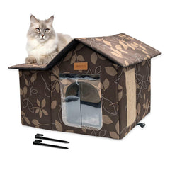 JINGSIJI outdoor cat house front view — weatherproof shelter for outdoor use.