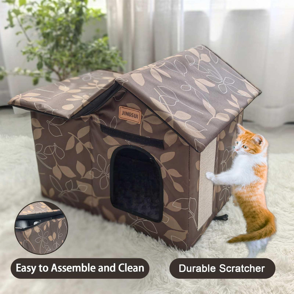 JINGSIJI outdoor cat house size guide helps choose the right fit.