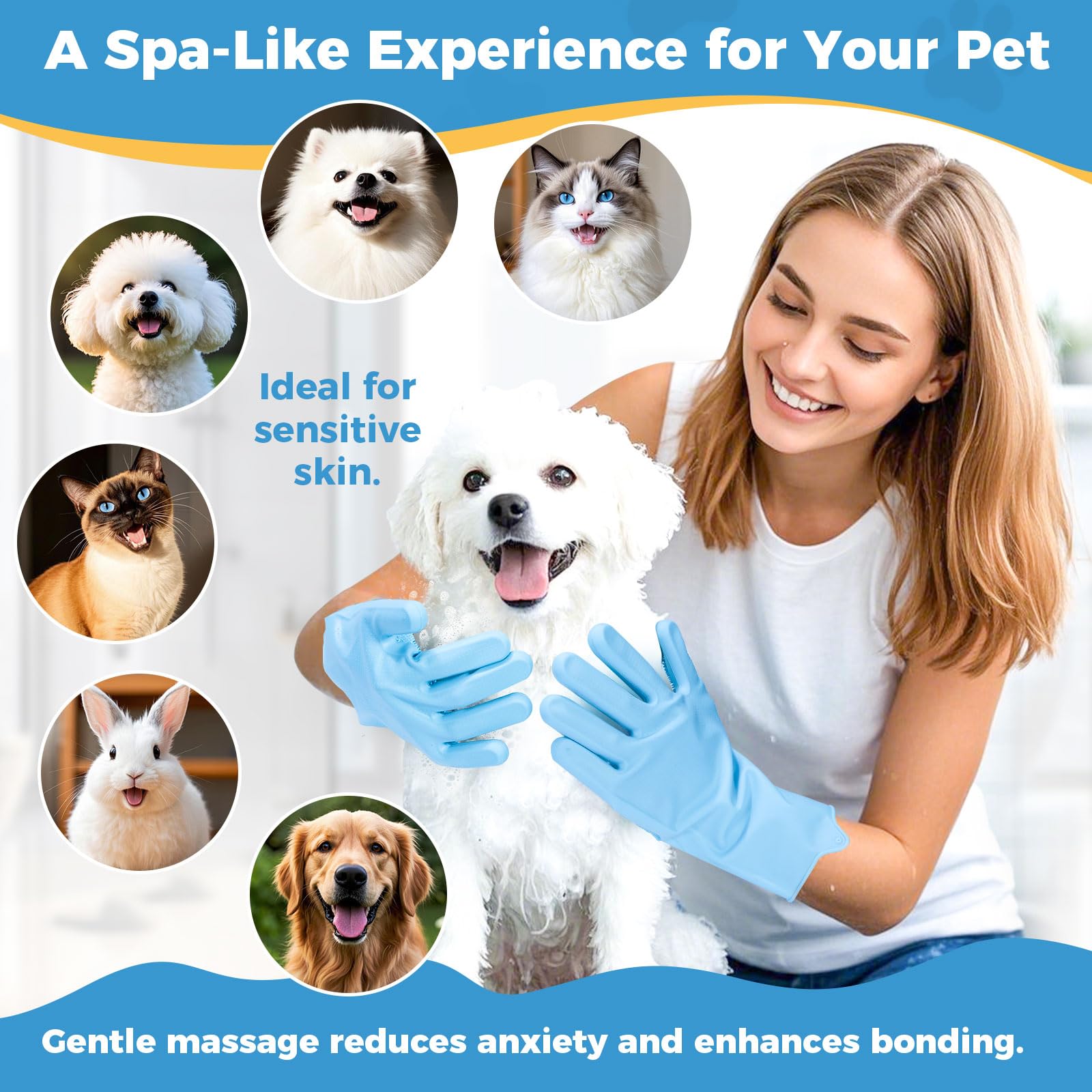 JINHUIYUAN heat-resistant dog bath gloves endure hot water during grooming