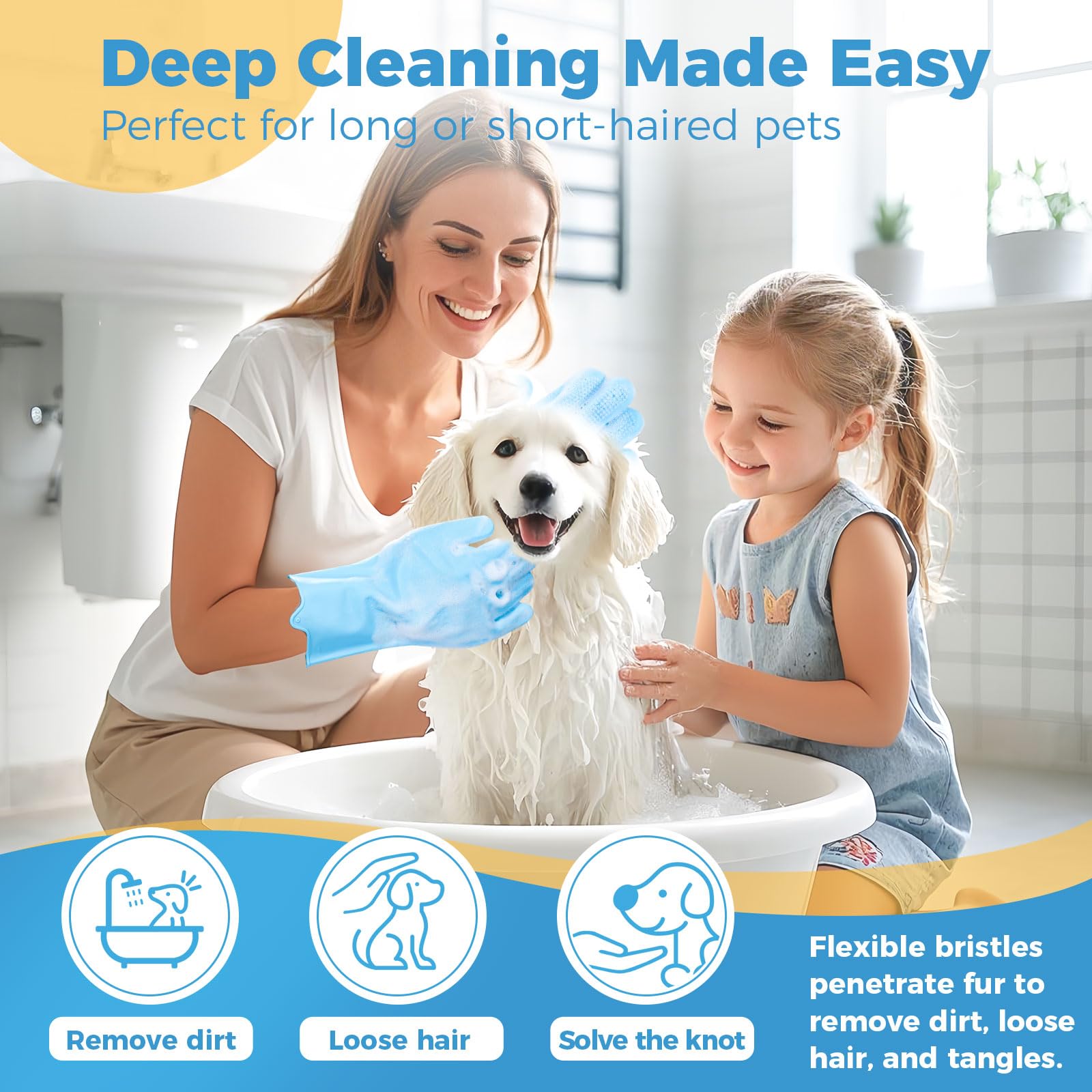 JINHUIYUAN pet grooming gloves anti-slip design for secure bath grip