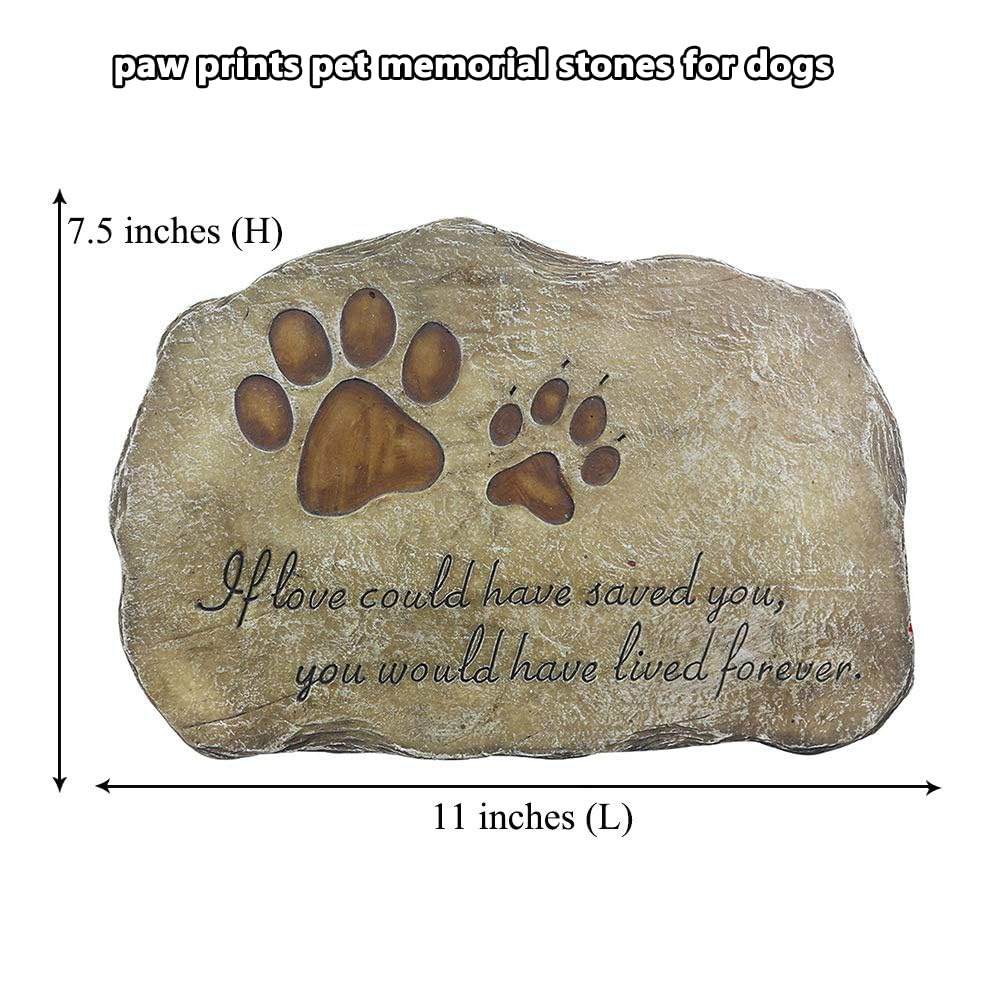 Jinhuoba paw prints stone 11-inch size for garden accents or pet grave markers.