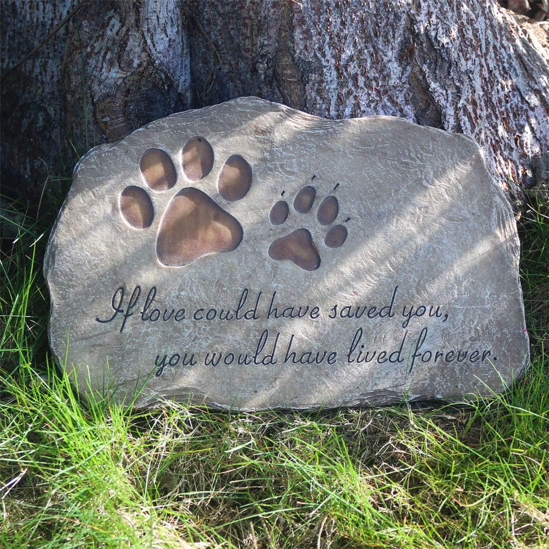 Jinhuoba paw prints stone garden marker dog paw, weather-resistant memorial for outdoors.