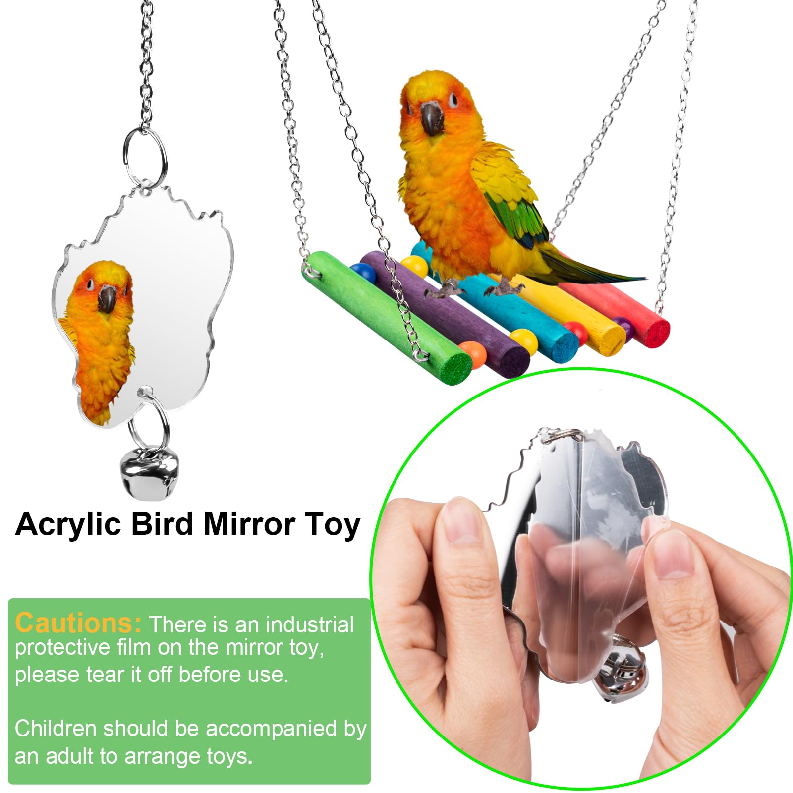 JINJINANV bell-included-parakeet-toy captures attention with gentle chimes.