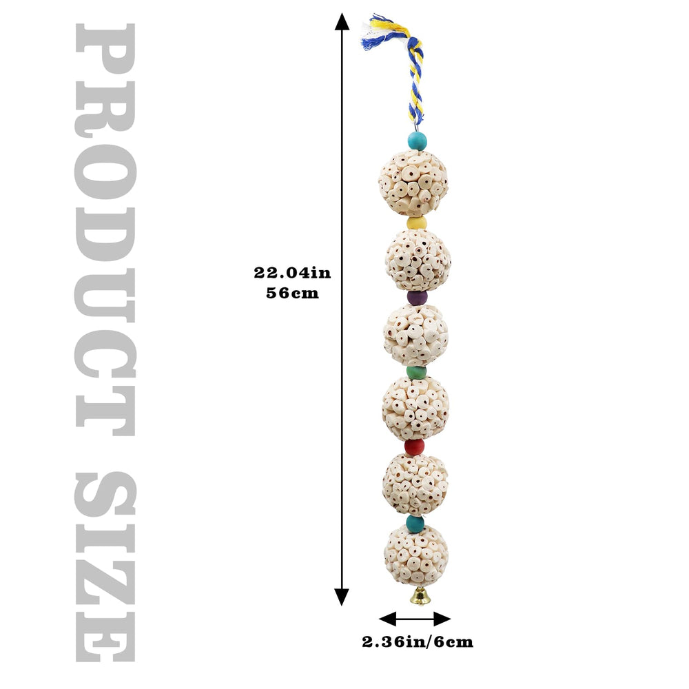 Jinkoozz Bird Chewing Toy: Colorful rope top enables quick hanging and easy setup.