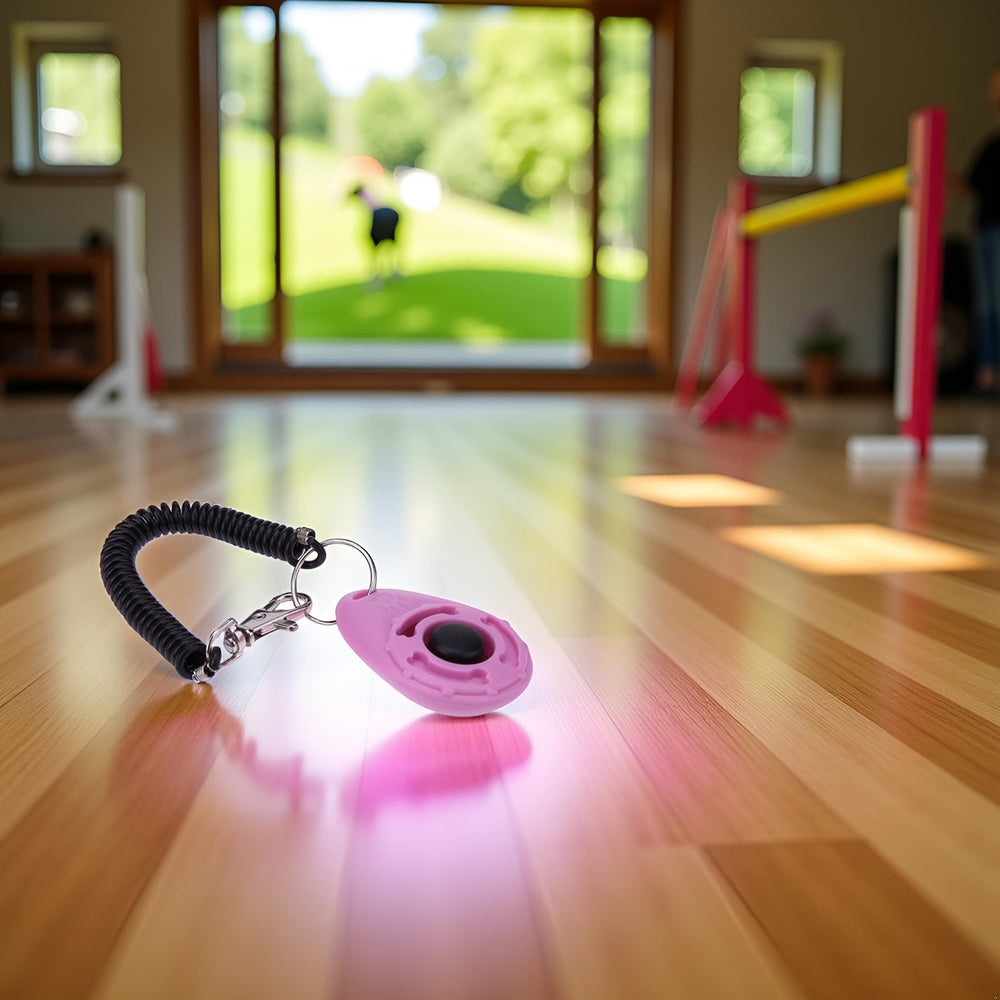 Jinshining pink clicker with wrist strap enables hands-free carry on walks