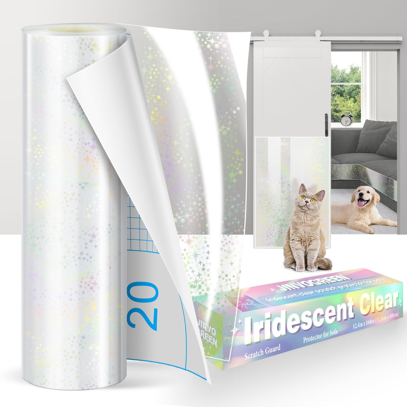 JINVOGREEN iridescent scratch protector roll with 160x12.4 in coverage for large furniture