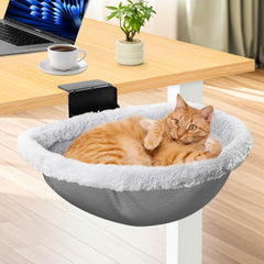 JinxZap Secure Cat Desk Bed clamps securely for safe at-desk lounging.