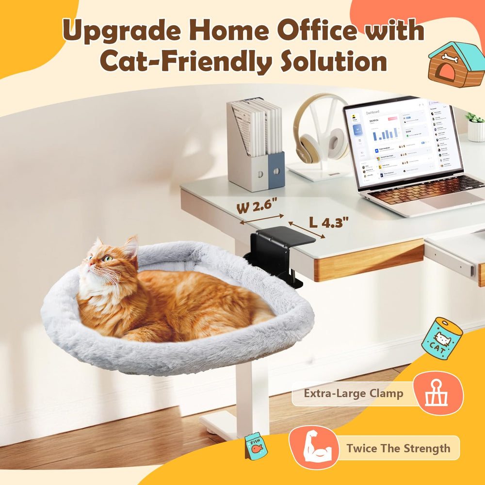 JinxZap Secure Cat Desk Bed sunken hammock offers a cozy, stable perch during work.