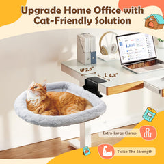 JinxZap Secure Cat Desk Bed sunken hammock offers a cozy, stable perch during work.