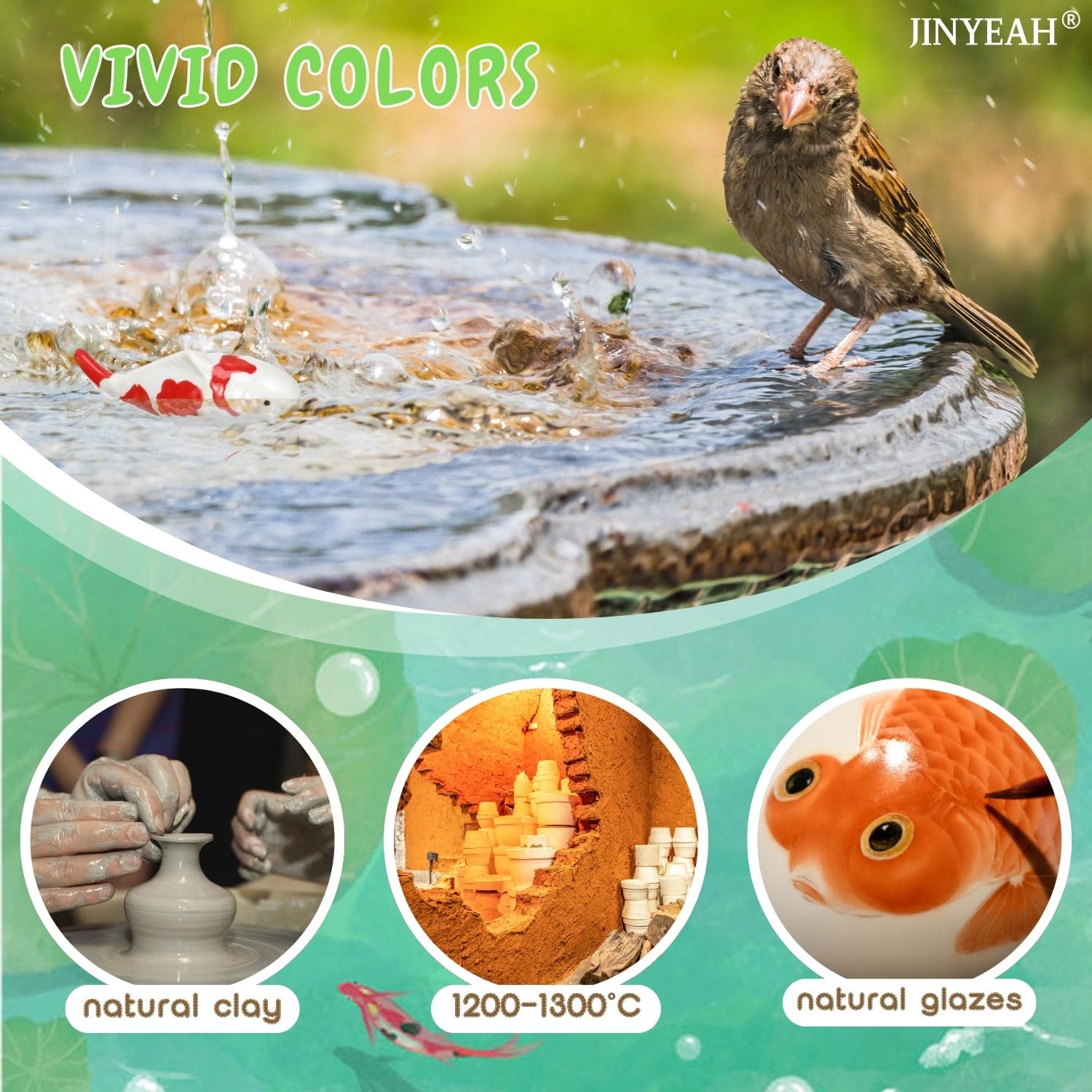 JINYEAH ceramic koi fish hollow design appears to swim gracefully in water.
