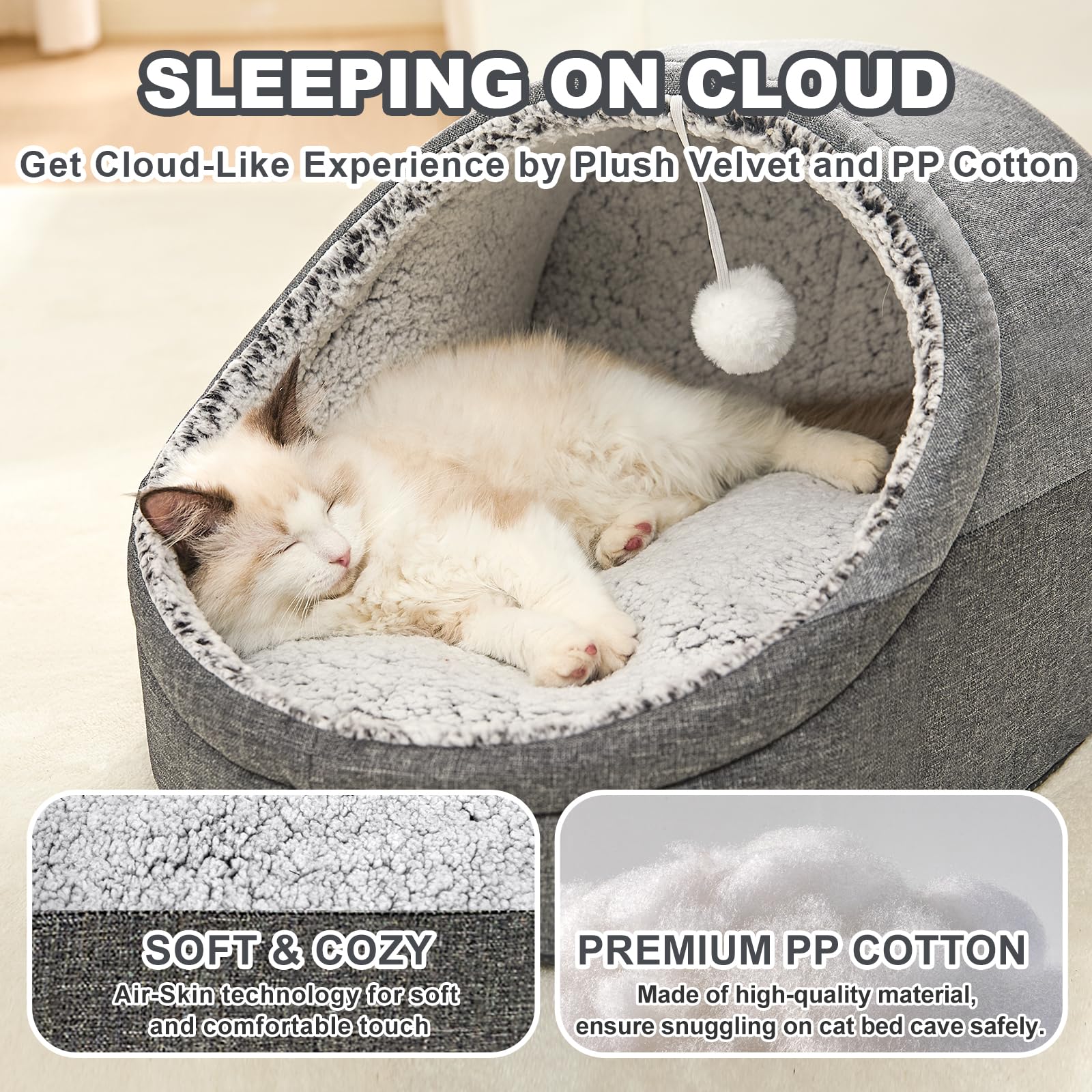 Jiupety cat bed removable cushion detail for easy washing
