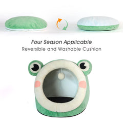 Jiupety cave bed with removable inner pillow for easy washing.