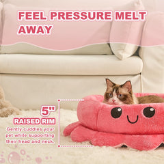 Jiupety cute calming dog bed octopus shape emphasizes unique design for cuddly comfort.