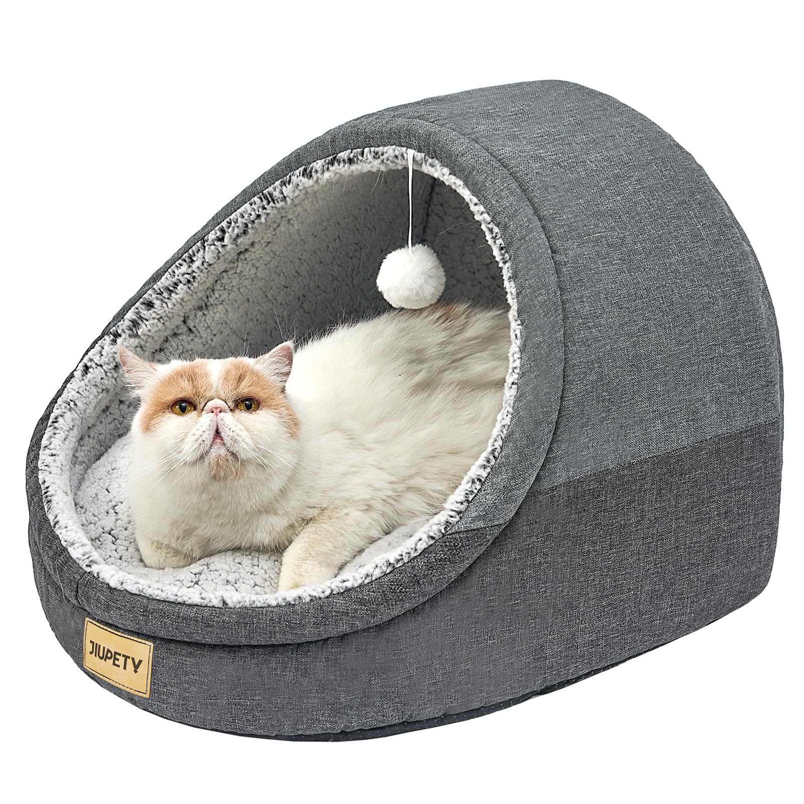Jiupety cute cat bed with open entrance showing cozy hideaway for cats and kittens